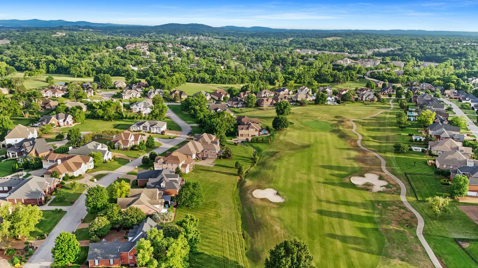 Aerial view of a growing Middle Tennessee neighborhood