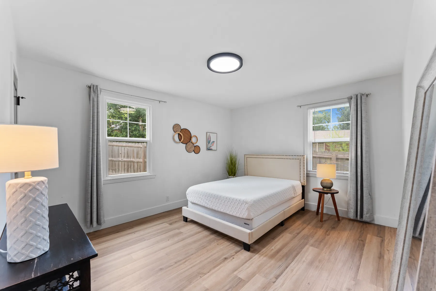 Staged bedroom with natural light